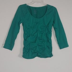 P Luca Milano Woman’s Kelly Green Puckered Soft Shirt M/L Nylon Spandex